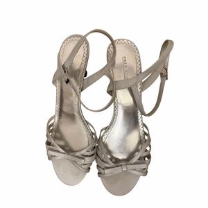 Predictions Metallic Silver Strappy Slingback Sandals size 10